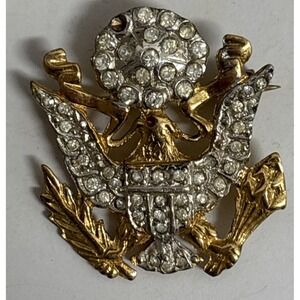 WW2 Sweetheart Brooch Gold With Cubic Zirconia